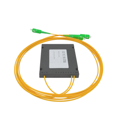 SC APC 3.0 MM 1x2 Fiber Optic PLC Splitter ABS نوع استفاده برای جعبه توزیع 2 هسته ای