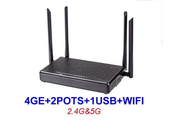 دو باند Ftth ONU تجهیزات HGU 4GE 2 Pots WIFI 2.4G 5G 1 USB EPON XPON ONU KEXINT