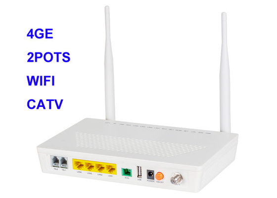اترنت 4 گیگابیتی GEPON ONU 1 USB 4GE 2POTS WIFI CATV پشتیبانی از دو پشته IPv4 و IPv6