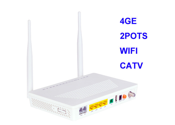 اترنت 4 گیگابیتی GEPON ONU 1 USB 4GE 2POTS WIFI CATV پشتیبانی از دو پشته IPv4 و IPv6