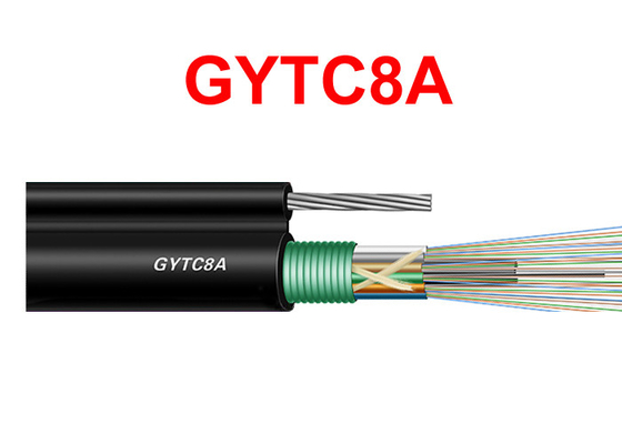 GYTC8A کابل زرهی فیبر نوری در فضای باز سیم فولادی خود پایدار مشکی 8.0*1.0 میلی متر